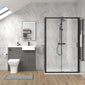 Bradwell 1100mm Anthracite Woodgrain Vanity WC Unit & Black Rectangle Shower Enclosure Bathroom Suite