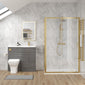 Parkhouse 1100mm Anthracite Woodgrain Vanity WC Unit & Brushed Brass Rectangle Shower Enclosure Bathroom Suite