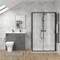 Parkhouse 1100mm Anthracite Woodgrain Vanity WC Unit & Black Rectangle Shower Enclosure Bathroom Suite