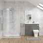 Parkhouse 1100mm Anthracite Woodgrain Vanity WC Unit & Chrome Rectangle Shower Enclosure Bathroom Suite