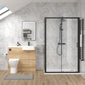 Calver 1000mm Bleached Oak Vanity WC Unit & Black Rectangle Shower Enclosure Bathroom Suite