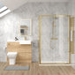 Bradwell 1100mm Bleached Oak Vanity WC Unit & Brushed Brass Rectangle Shower Enclosure Bathroom Suite