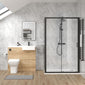 Bradwell 1000mm Bleached Oak Vanity WC Unit & Black Rectangle Shower Enclosure Bathroom Suite