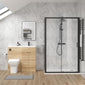 Parkhouse 1100mm Bleached Oak Vanity WC Unit & Black Rectangle Shower Enclosure Bathroom Suite