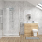 Parkhouse 1100mm Bleached Oak Vanity WC Unit & Chrome Rectangle Shower Enclosure Bathroom Suite