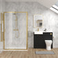 Calver 1000mm Charcoal Black Vanity WC Unit & Brushed Brass Rectangle Shower Enclosure Bathroom Suite