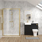 Bradwell 1100mm Charcoal Black Vanity WC Unit & Brushed Brass Rectangle Shower Enclosure Bathroom Suite