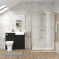 Bradwell 1100mm Charcoal Black Vanity WC Unit & Brushed Brass Rectangle Shower Enclosure Bathroom Suite