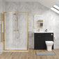 Parkhouse 1100mm Charcoal Black Vanity WC Unit & Brushed Brass Rectangle Shower Enclosure Bathroom Suite