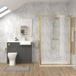 Calver 1000mm Gloss Grey Vanity WC Unit & Brushed Brass Rectangle Shower Enclosure Bathroom Suite