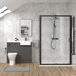 Calver 1100mm Gloss Grey Vanity WC Unit & Black Rectangle Shower Enclosure Bathroom Suite