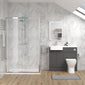 Calver 1100mm Gloss Grey Vanity WC Unit & Chrome Rectangle Shower Enclosure Bathroom Suite