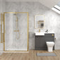 Bradwell 1000mm Gloss Grey Vanity WC Unit & Brushed Brass Rectangle Shower Enclosure Bathroom Suite