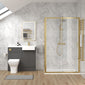 Bradwell 1000mm Gloss Grey Vanity WC Unit & Brushed Brass Rectangle Shower Enclosure Bathroom Suite