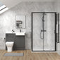 Bradwell 1000mm Gloss Grey Vanity WC Unit & Black Rectangle Shower Enclosure Bathroom Suite