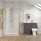 Parkhouse 1000mm Gloss Grey Vanity WC Unit & Brushed Brass Rectangle Shower Enclosure Bathroom Suite