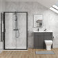 Parkhouse 1100mm Gloss Grey  Vanity WC Unit & Black Rectangle Shower Enclosure Bathroom Suite