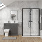 Parkhouse 1100mm Gloss Grey  Vanity WC Unit & Black Rectangle Shower Enclosure Bathroom Suite