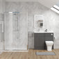 Parkhouse 1000mm Gloss Grey Vanity WC Unit & Chrome Rectangle Shower Enclosure Bathroom Suite