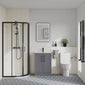 Deco Curved 500mm Satin Grey Vanity & Black Offset Quadrant Shower Enclosure Bathroom Suite