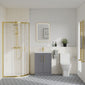 Deco Squared 600mm Satin Grey Vanity & Brushed Brass Offset Quadrant Shower Enclosure Bathroom Suite