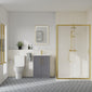 Deco Curved 500mm Satin Grey Vanity & Brushed Brass Rectangle Shower Enclosure Bathroom Suite