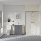 Deco Squared 600mm Satin Grey Vanity & Chrome Rectangle Shower Enclosure Bathroom Suite