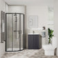 Deco Curved 500mm Soft Black Vanity & Black Quadrant Shower Enclosure Bathroom Suite