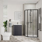 Deco Curved 500mm Soft Black Vanity & Black Offset Quadrant Shower Enclosure Bathroom Suite