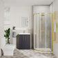 Deco Squared 600mm Soft Black Vanity & Brushed Brass Offset Quadrant Shower Enclosure Bathroom Suite