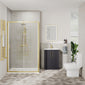 Deco Curved 600mm Soft Black Vanity & Brushed Brass Rectangle Shower Enclosure Bathroom Suite