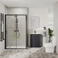 Deco Curved 500mm Soft Black Vanity & Black Rectangle Shower Enclosure Bathroom Suite