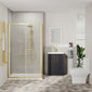 Deco Squared 600mm Soft Black Vanity & Brushed Brass Rectangle Shower Enclosure Bathroom Suite