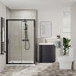 Deco Squared 600mm Soft Black Vanity & Black Rectangle Shower Enclosure Bathroom Suite