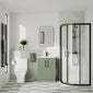 Deco Squared 600mm Satin Green Vanity & Black Quadrant Shower Enclosure Bathroom Suite