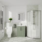 Deco Squared 600mm Satin Green Vanity & Chrome Quadrant Shower Enclosure Bathroom Suite