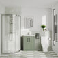 Deco Squared 600mm Satin Green Vanity & Chrome Offset Quadrant Shower Enclosure Bathroom Suite