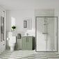 Deco Curved 600mm Satin Green Vanity & Chrome Rectangle Shower Enclosure Bathroom Suite