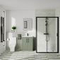 Deco Squared 600mm Satin Green Vanity & Black Rectangle Shower Enclosure Bathroom Suite