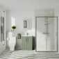 Deco Squared 500mm Satin Green Vanity & Chrome Rectangle Shower Enclosure Bathroom Suite