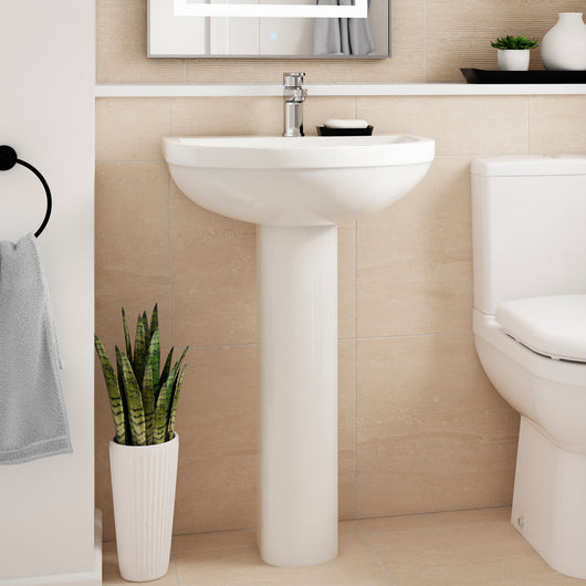  Nuie Ivo 550mm 1TH Basin & Pedestal - White