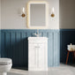 Classique 500mm Floor Standing 2-Door Unit & Basin 3 - Satin White - welovecouk