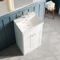 Classique 500mm Floor Standing 2-Door Unit & Basin 3 - Satin White - welovecouk