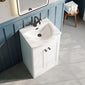 Nuie Classique 500mm Floor Standing 2-Door Unit & Curved Basin - Satin White - welovecouk