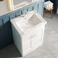 Nuie Classique 600mm Floor Standing 2-Door Unit & 1TH Basin - Satin White - welovecouk