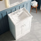 Classique 600mm Floor Standing 2-Door Unit & Basin 3TH - Satin White - welovecouk