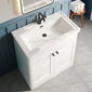Nuie Classique 800mm Floor Standing 2-Door Unit & 1TH Basin - Satin White - welovecouk