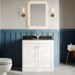 Classique 800mm Floor Standing 2-Door Unit & Marble Top 1TH - Satin White - welovecouk