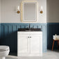 Classique 800mm Floor Standing 2-Door Unit & Marble Top 1TH - Satin White - welovecouk
