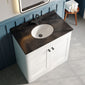 Classique 800mm Floor Standing 2-Door Unit & Marble Top 1TH - Satin White - welovecouk